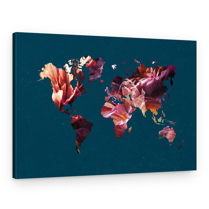 Floral World Map – Canvas Print