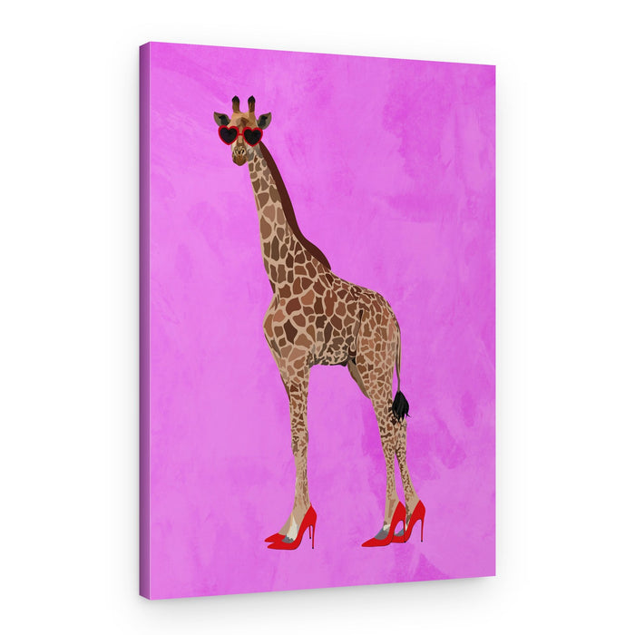 Fashion Giraffe in Pink Heels – Canvas Print