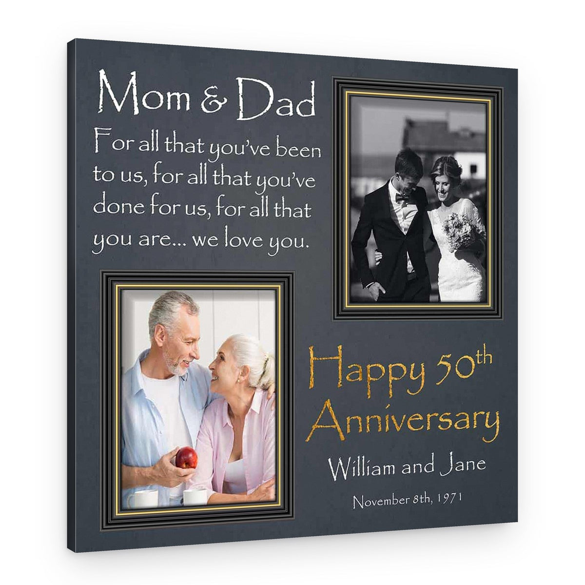 Happy 50th Wedding Anniversary Mom And Dad Canvas Print – Canvas Print