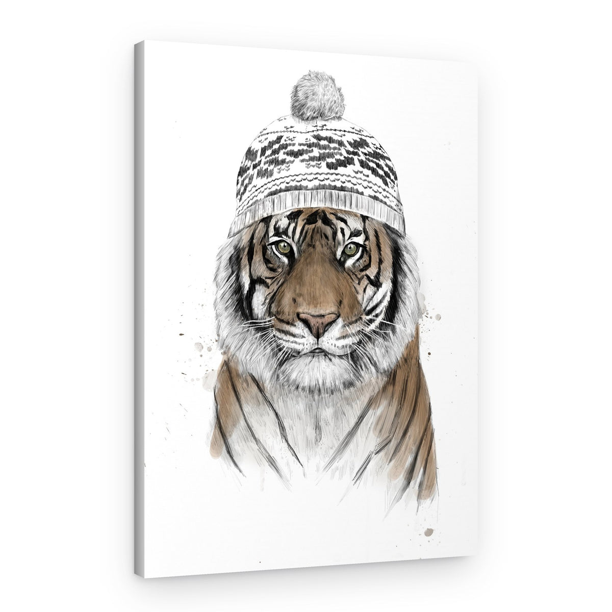 Stylish Tiger Beanie – Canvas Print