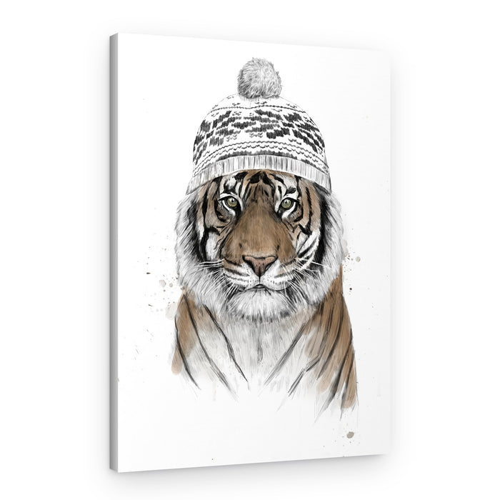 Stylish Tiger Beanie – Canvas Print
