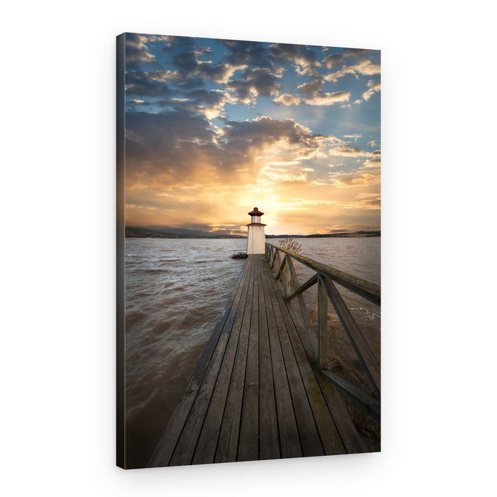 Lighthouse Sunset Pier – Canvas Print