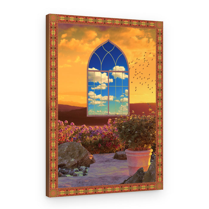 Sunset Garden Window – Canvas Print