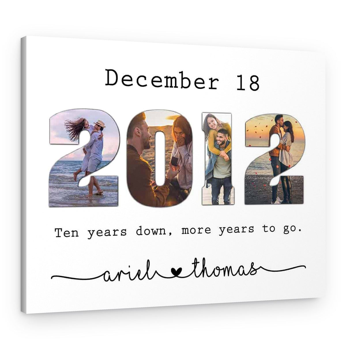 10th Anniversary Gift Canvas – Custom Year and Photo – Canvas Print