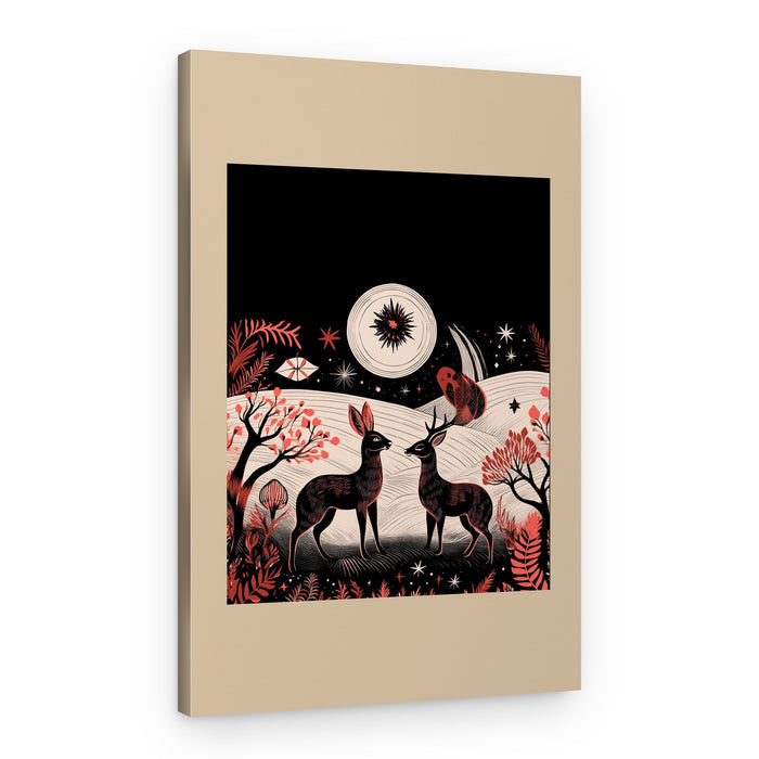 Moonlit Forest Creatures – Canvas Print
