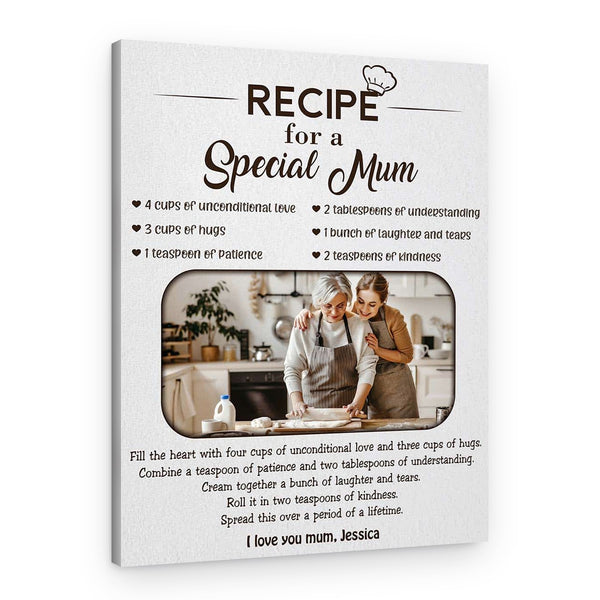 “Recipe For A Special Mom” Custom Photo Canvas Print