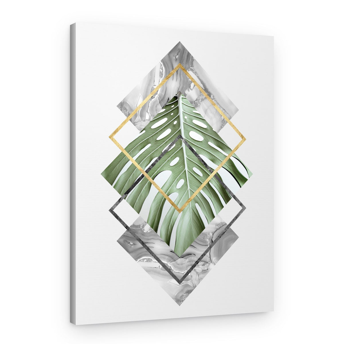 Monstera Marble Gold – Canvas Print