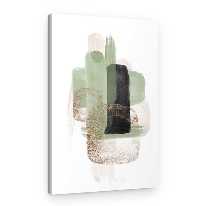 Modern Sage Gold Strokes – Canvas Print