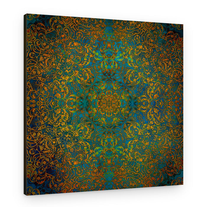 Ornate Golden Teal Mandala – Canvas Print