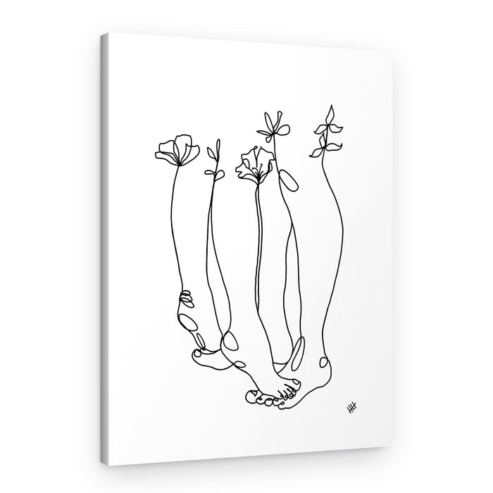 Blooming Feet Line Art – Canvas Print