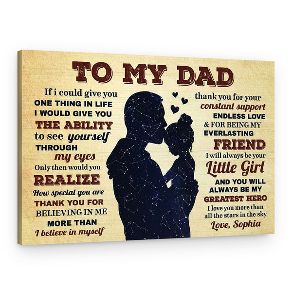 To My Dad Star Map Custom Photo Canvas Print