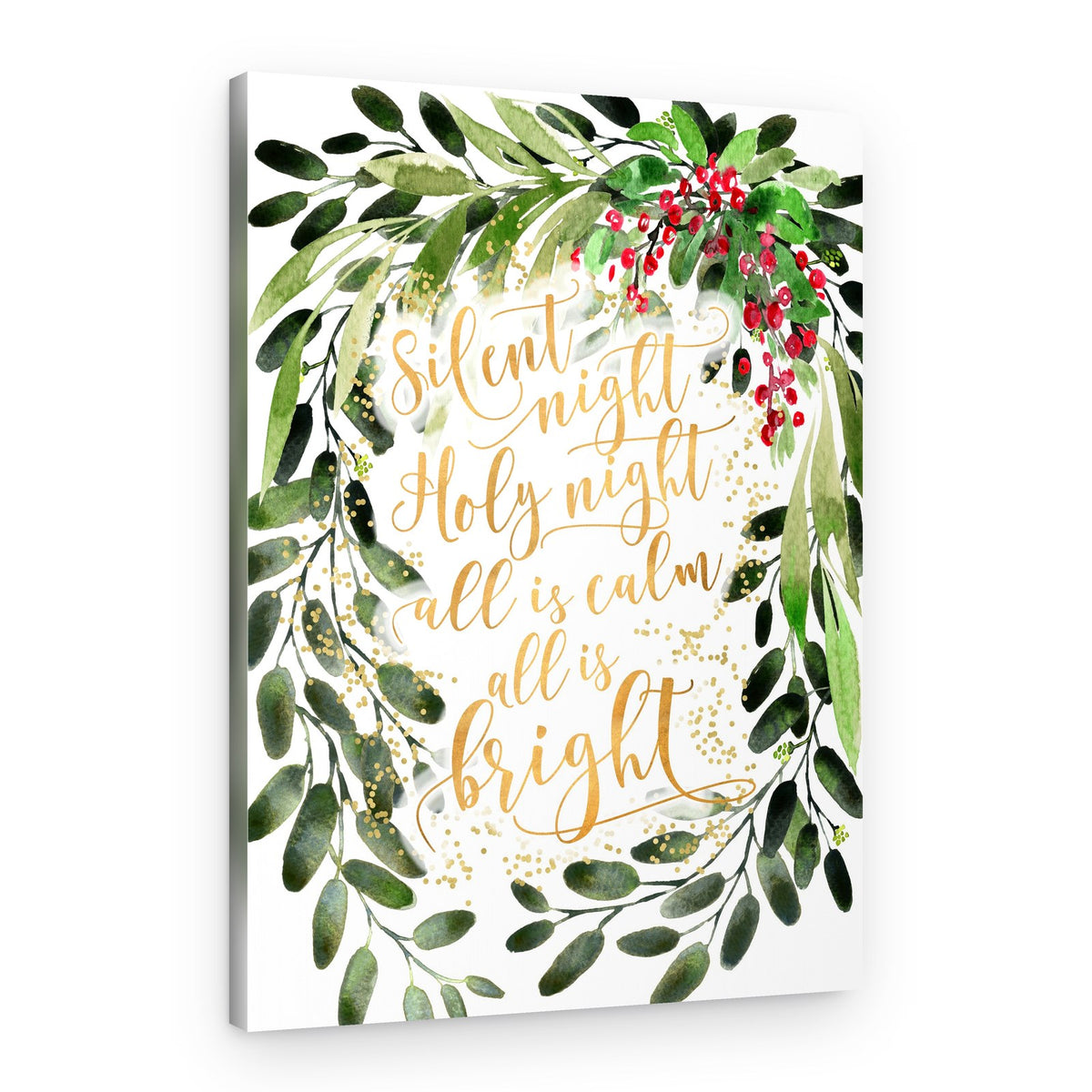 Silent Night Christmas Wreath – Canvas Print
