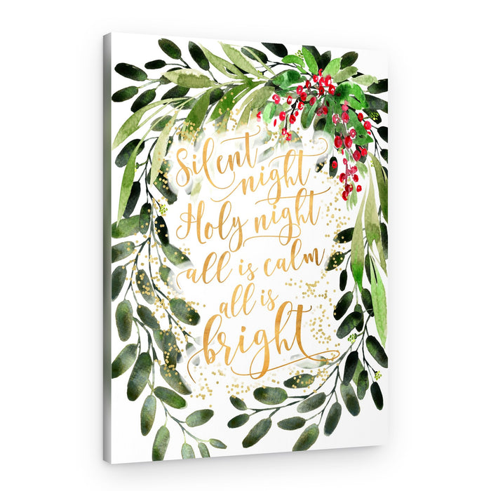 Silent Night Christmas Wreath – Canvas Print