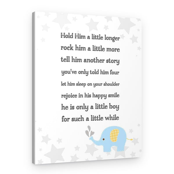 “Hold Him A Little Longer” Baby Boy Canvas Print
