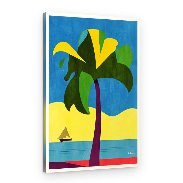 Vibrant Tropical Beach Sailboat – Canvas Print