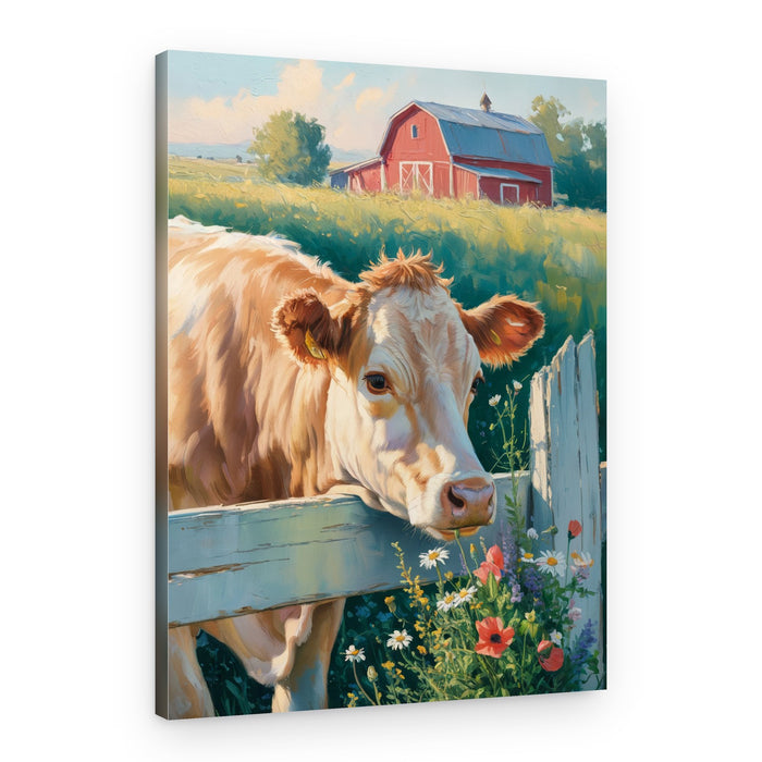 Curious Cow at the Fence – Canvas Print