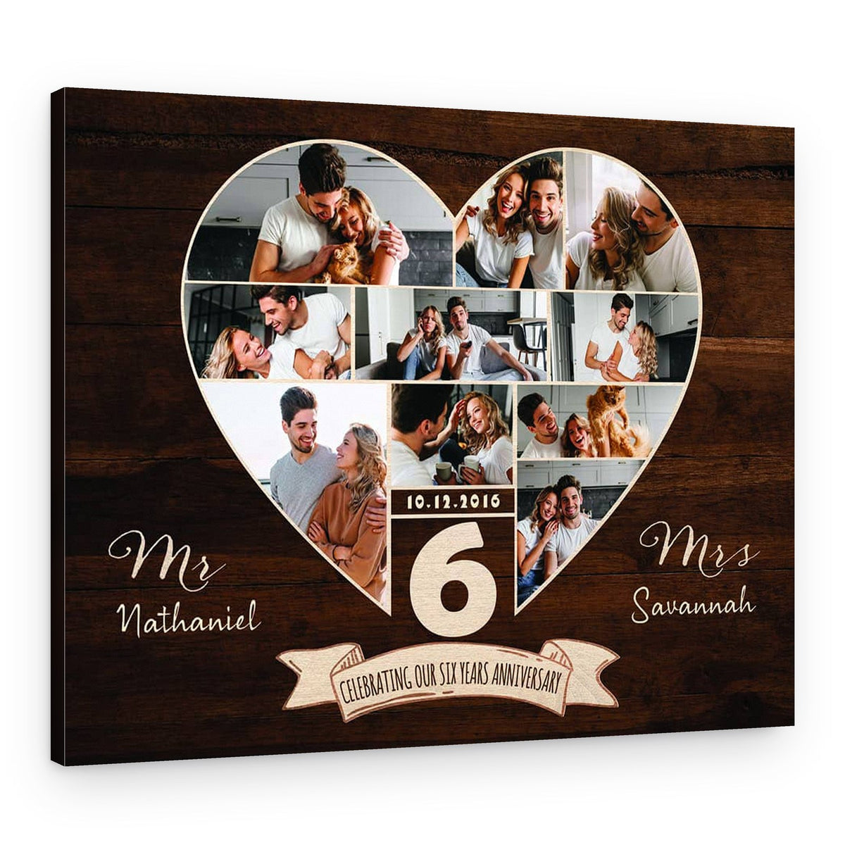 Sixth Anniversary Gift Custom Photo Collage Canvas Print – Canvas Print – Design A