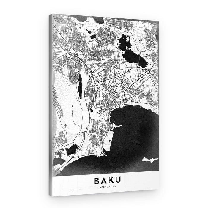 Baku City Map – Canvas Print