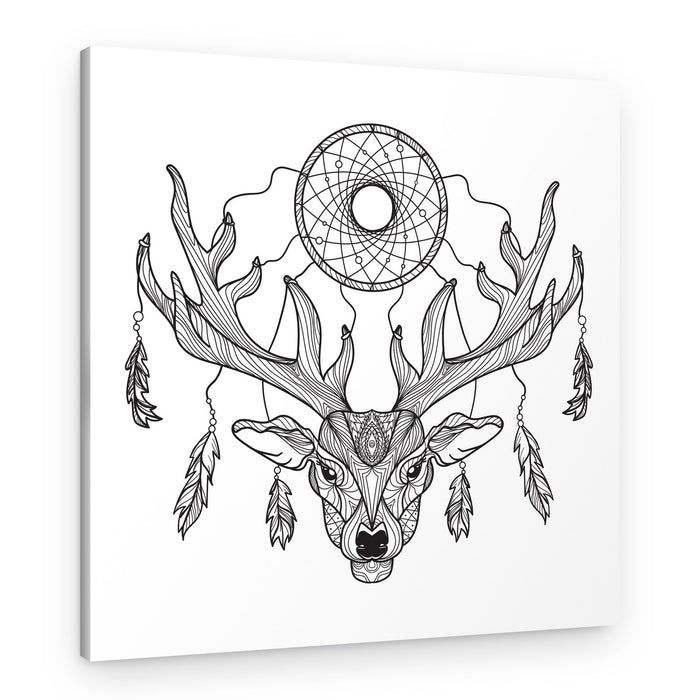 Wild My Stical Deer Line Art – Canvas Print