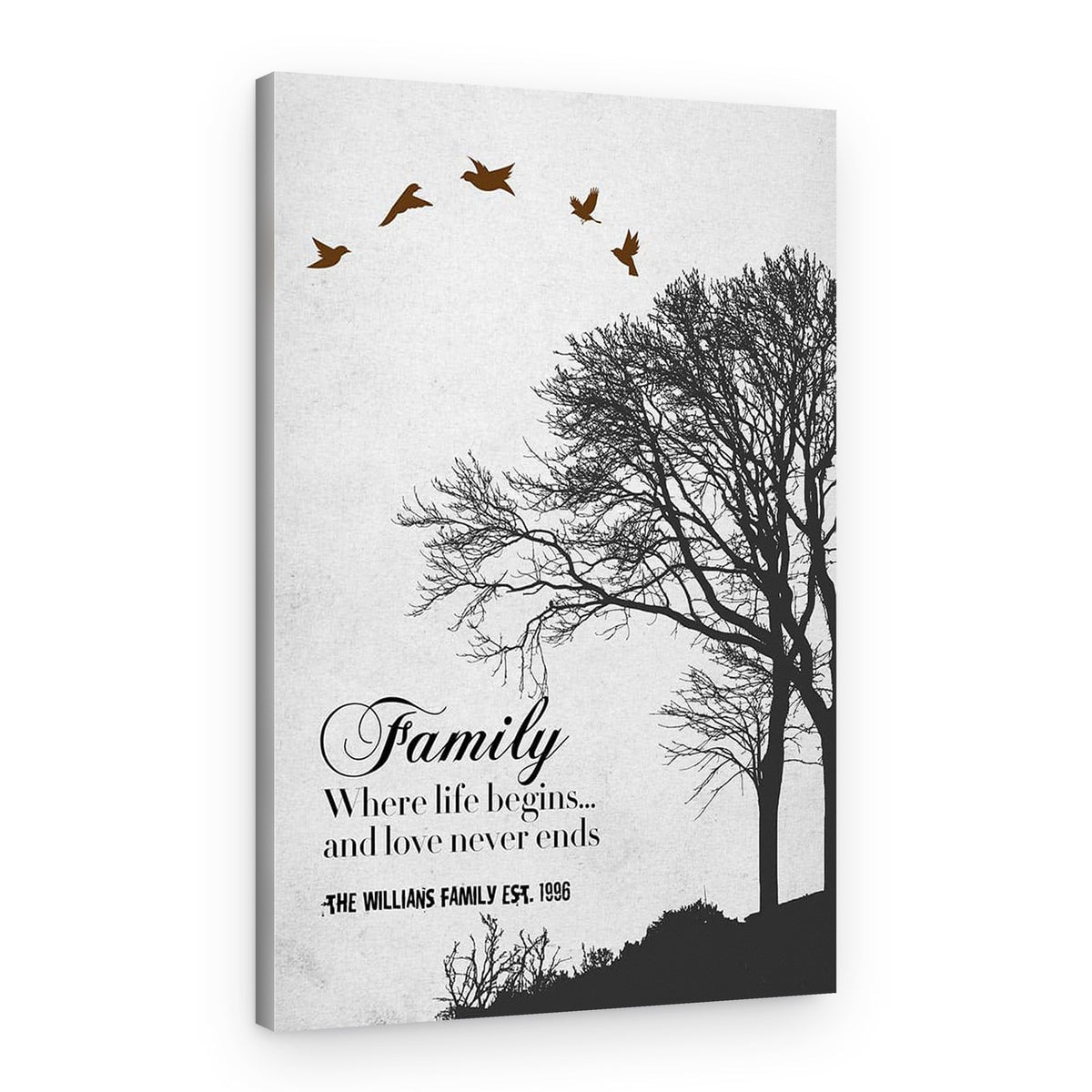 Where Life Begins And Love Never Ends Family Tree Canvas Print – Canvas Print