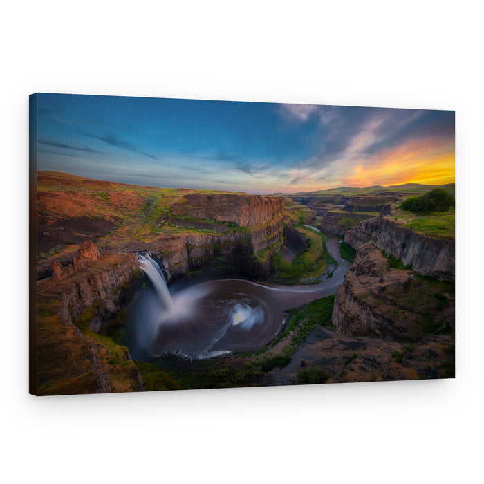 Sunset Canyon Waterfall – Canvas Print