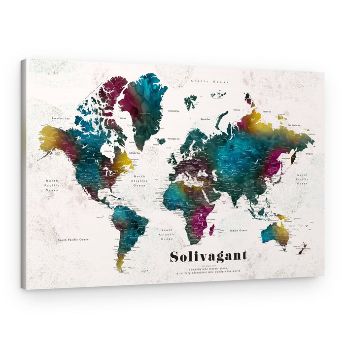 Vibrant Watercolor World Map – Canvas Print