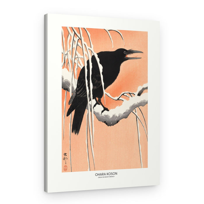 Crow On Snowy Branch – Canvas Print