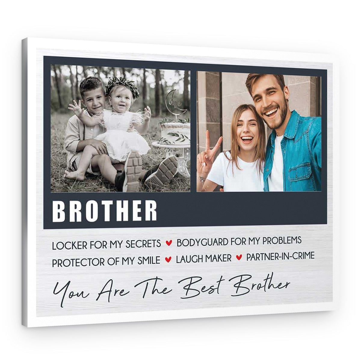“Brother, Locker For My Secret, Bodyguard For My Problems” Photo Canvas Print – Canvas Print – Design B