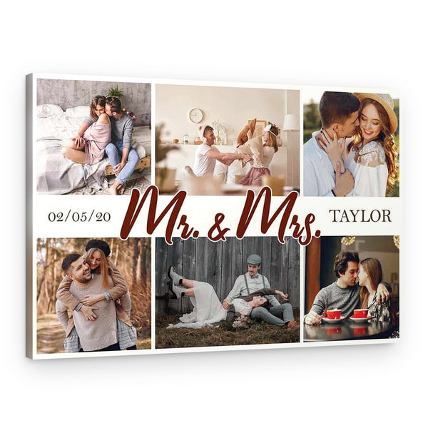 Mr And Mrs Custom Photo Collage Canvas Print