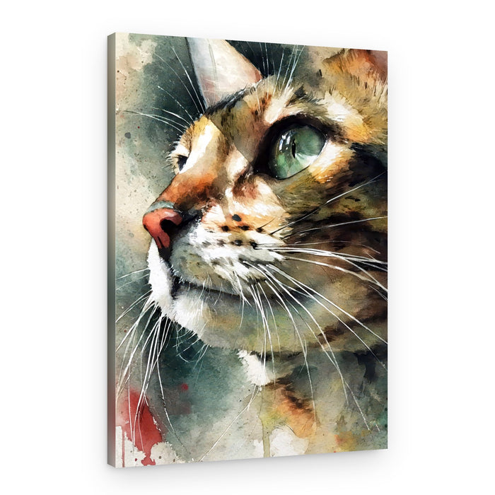 Watercolor Tabby Cat – Canvas Print