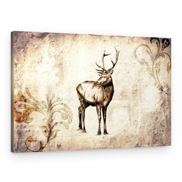 Vintage Stag Illustration – Canvas Print