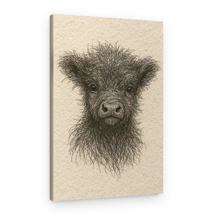 Fluffy Black Calf – Canvas Print