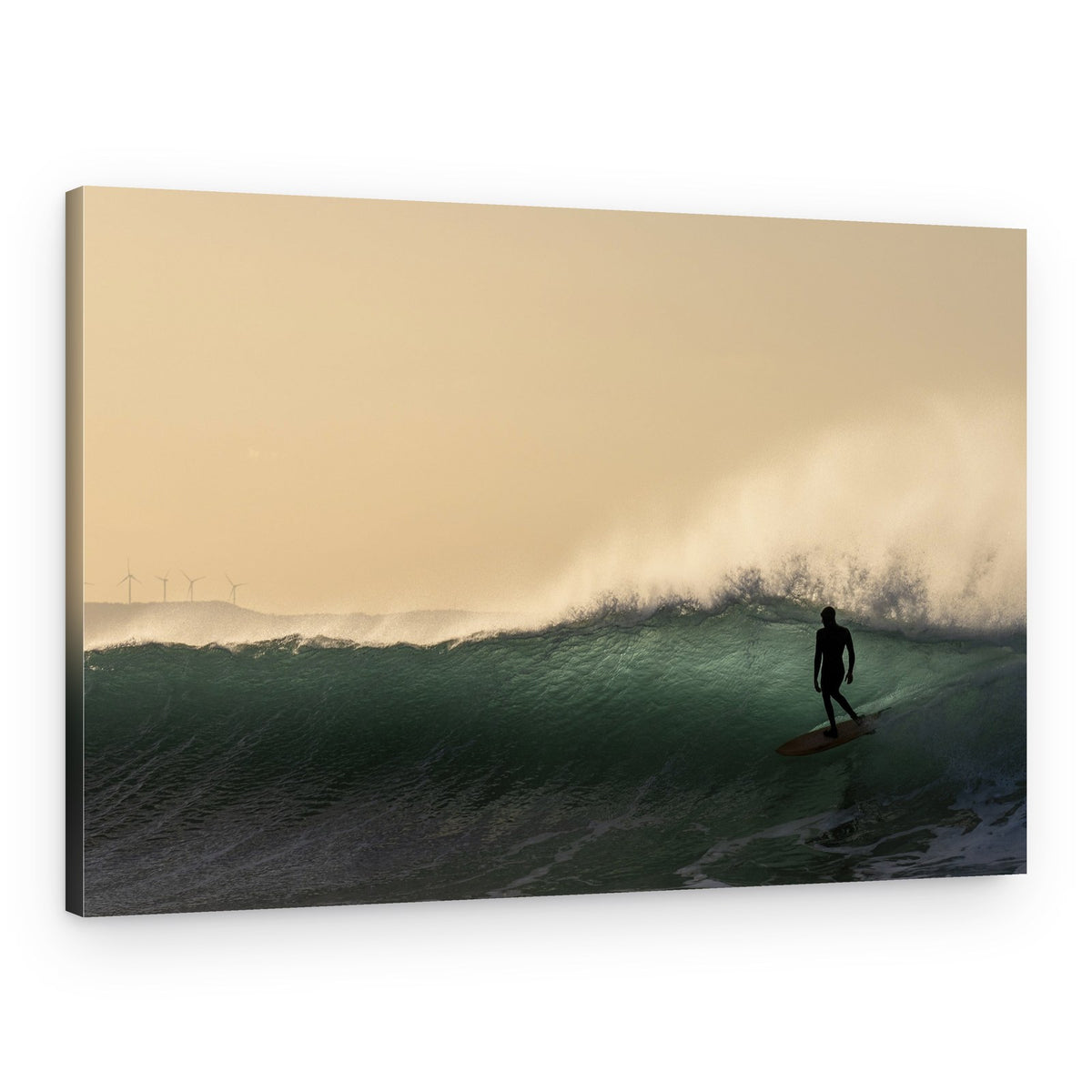 Surfer On A Golden Wave – Canvas Print