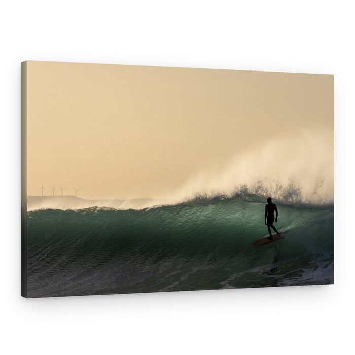 Surfer On A Golden Wave – Canvas Print