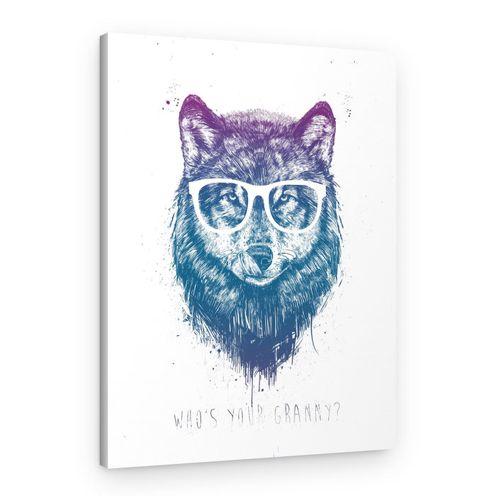 Hipster Wolf Portrait – Canvas Print
