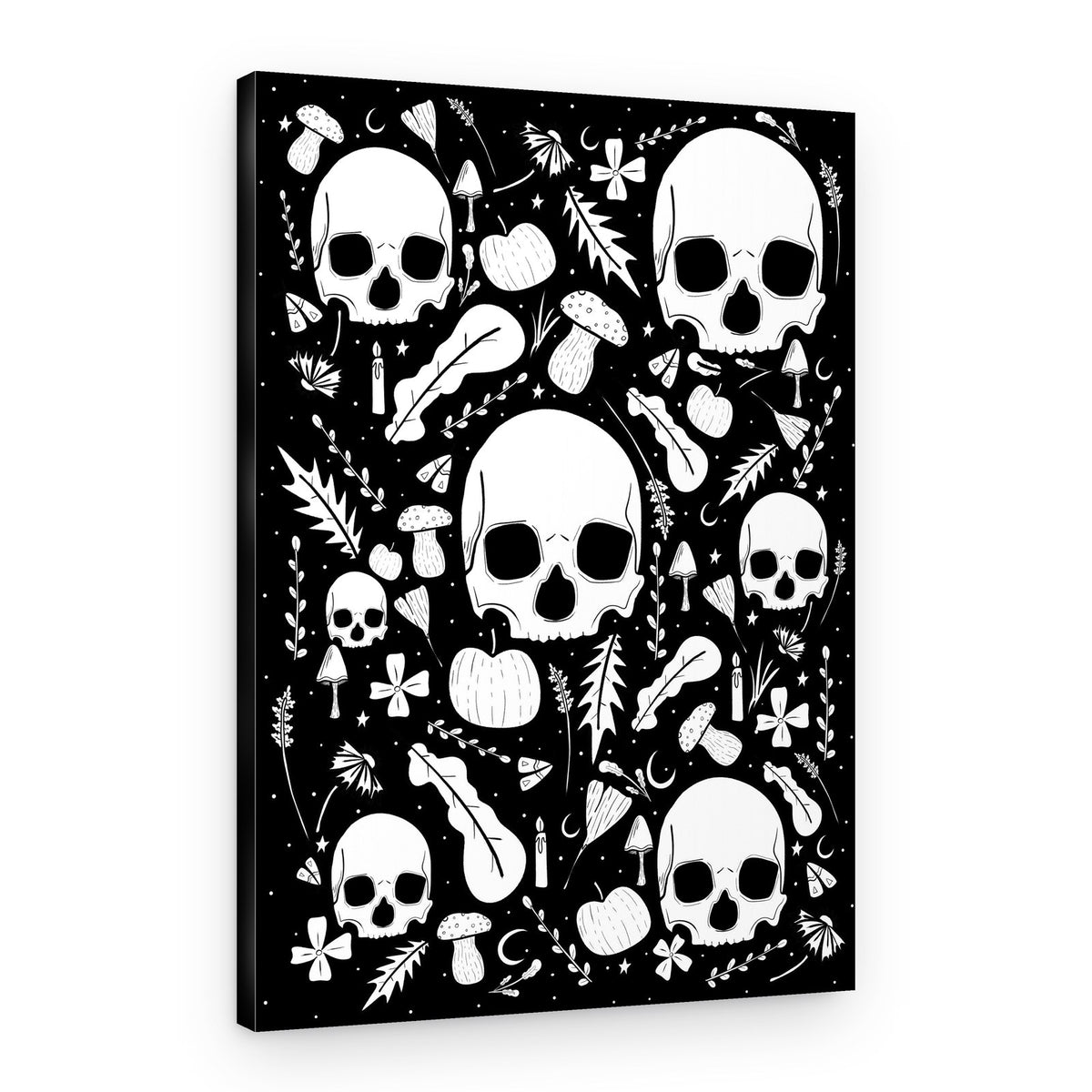 Dark Botanical Skulls – Canvas Print