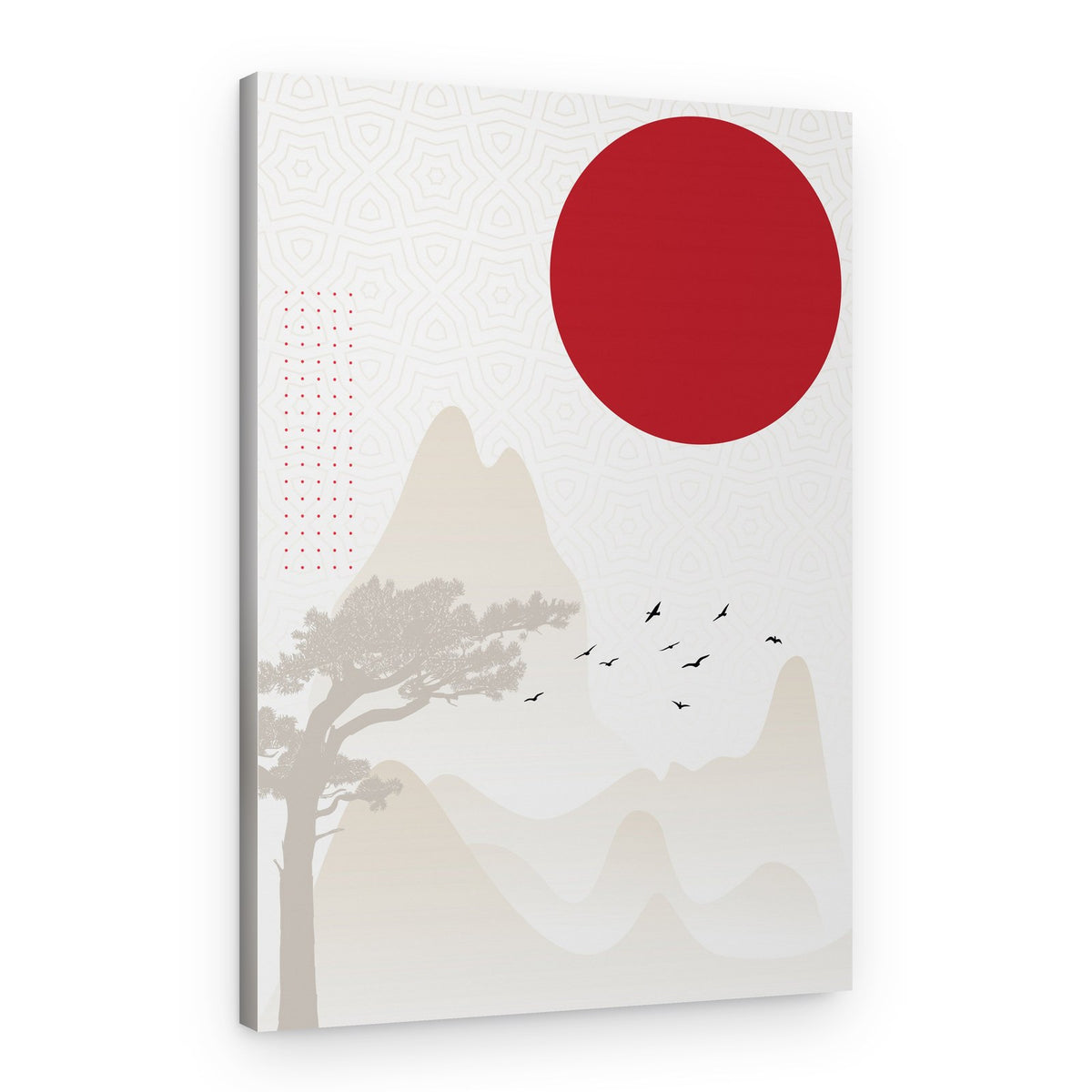 Red Sun Japanese Landscape – Canvas Print
