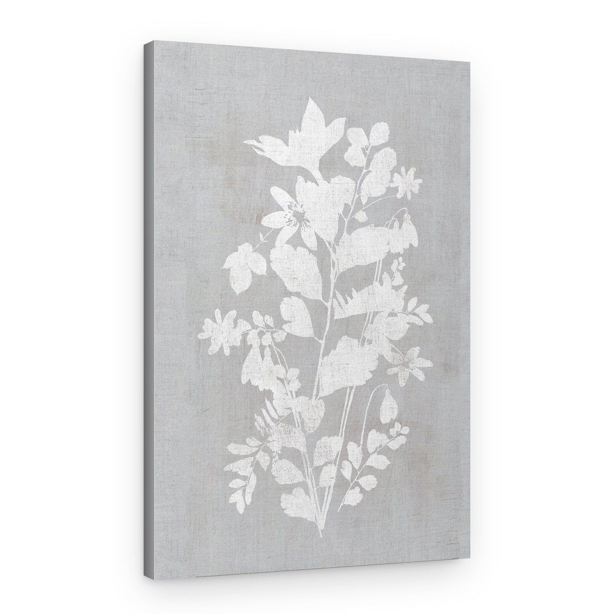 White Floral Silhouette – Canvas Print