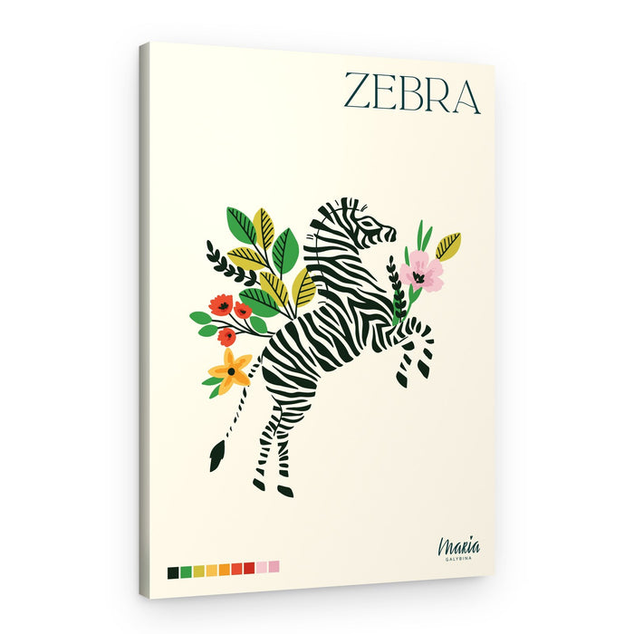 Floral Zebra Illustration – Canvas Print