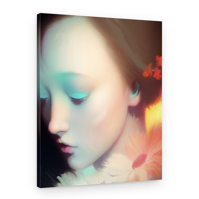 Serene Floral Portrait – Canvas Print