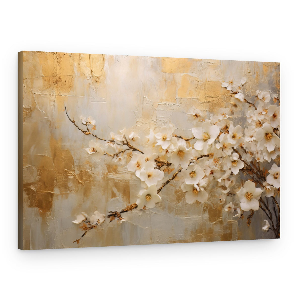 Elegant Gold Blossoms – Canvas Print