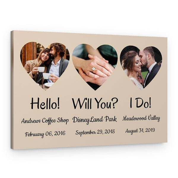 Hello – Will You – I Do Photo Upload Canvas Print