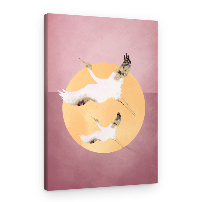 Graceful Cranes Sun – Canvas Print