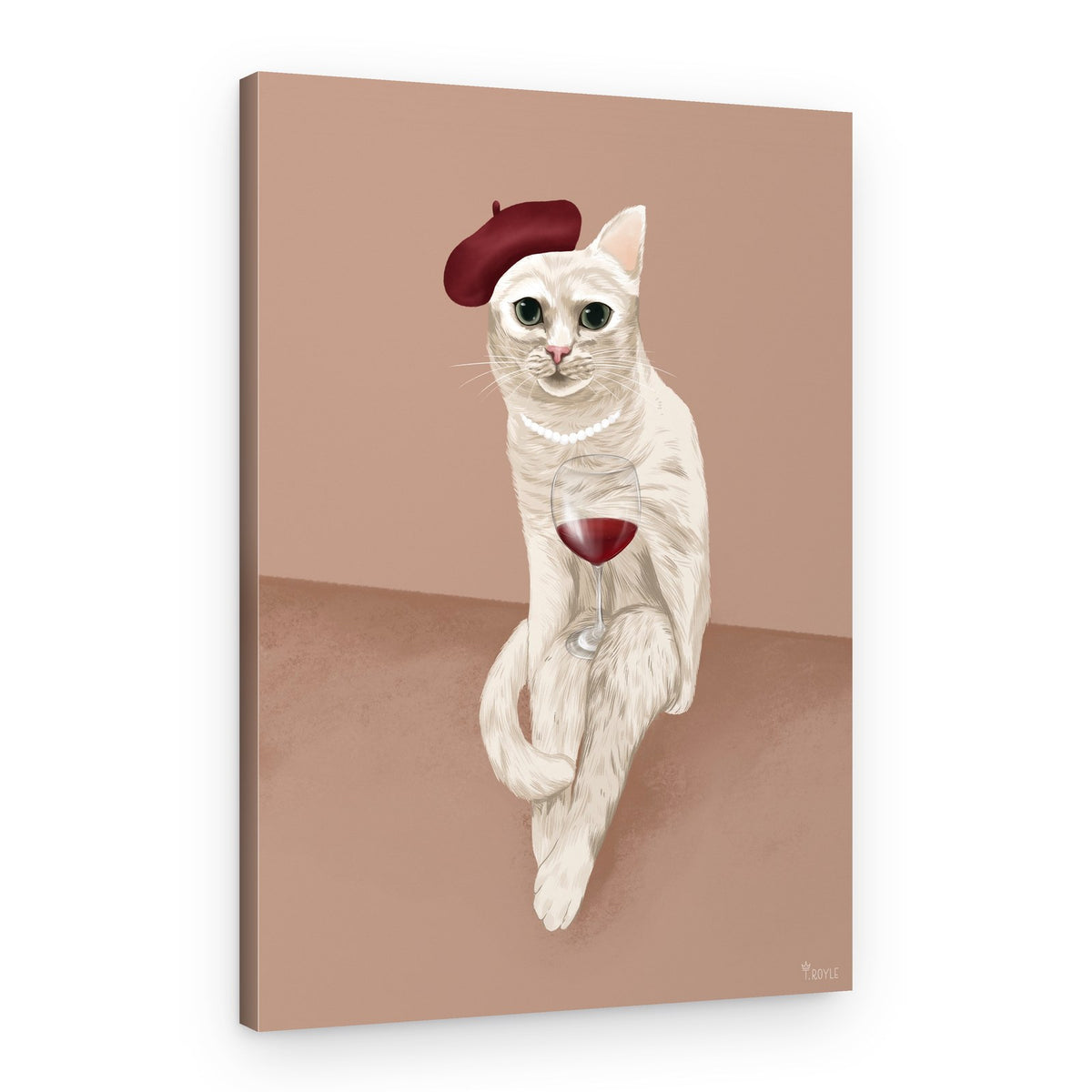 French Cat With Beret – Canvas Print