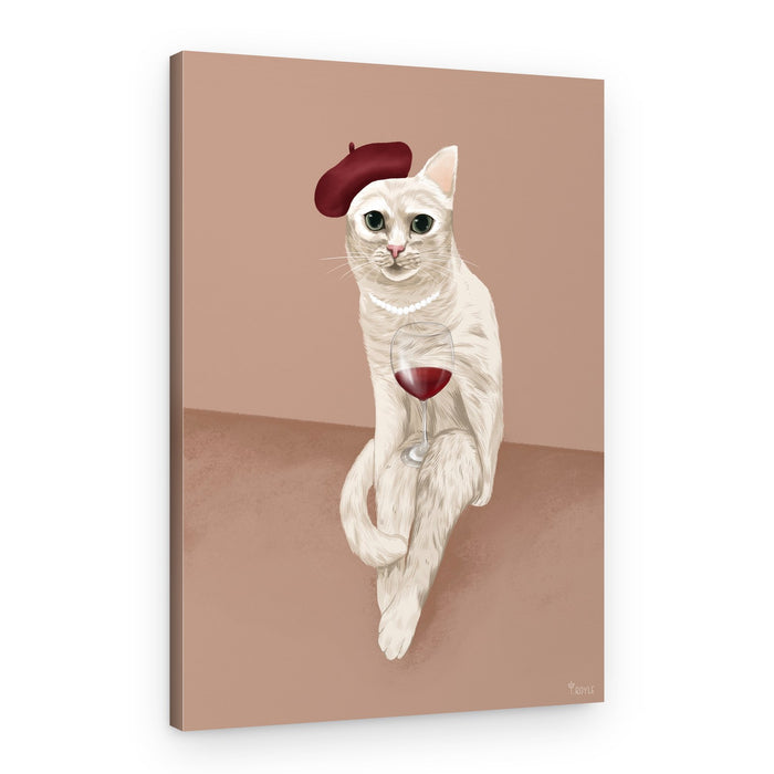 French Cat With Beret – Canvas Print