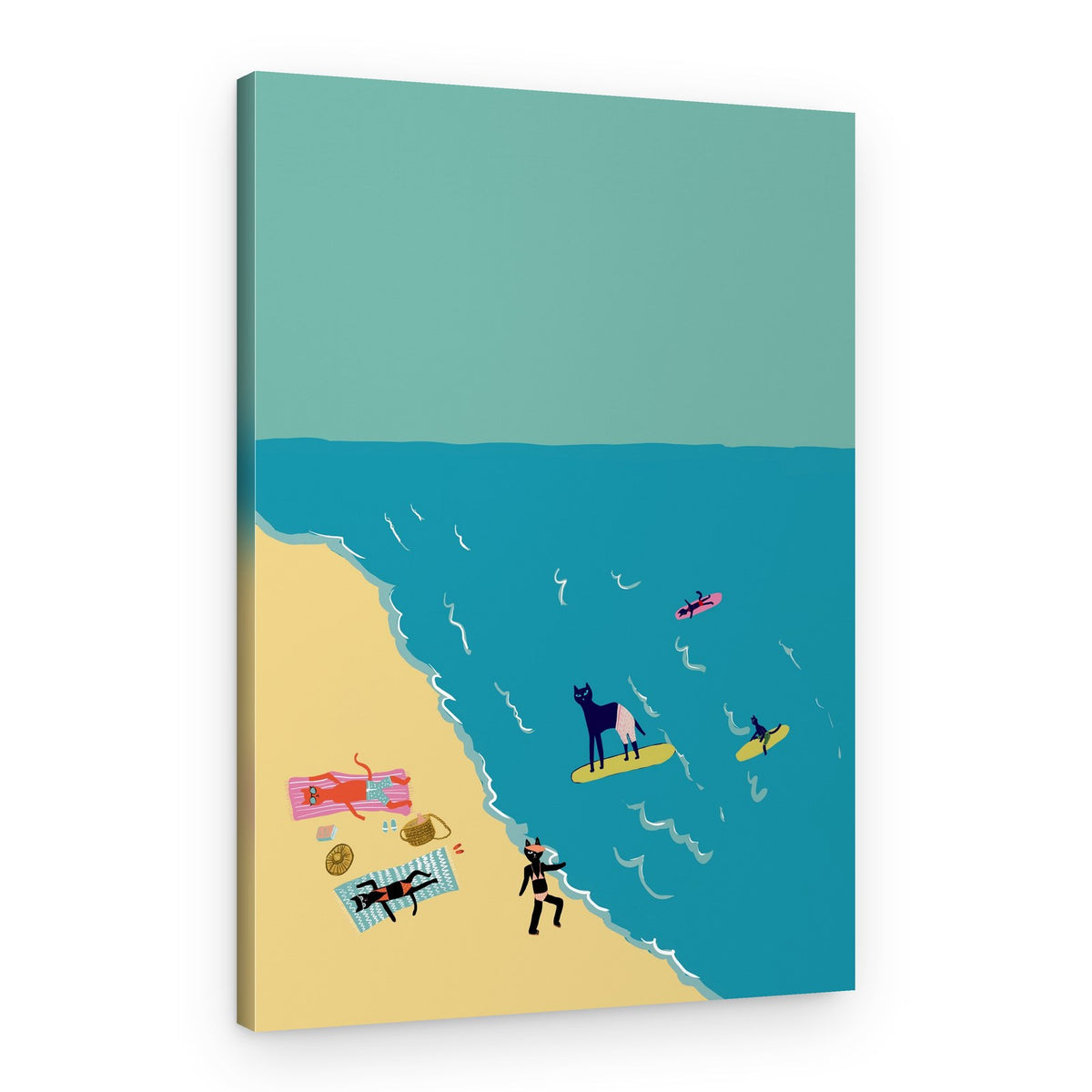 Happy Surfing Dogs – Canvas Print