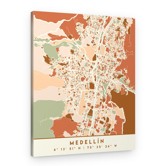 Medellín City Map – Canvas Print