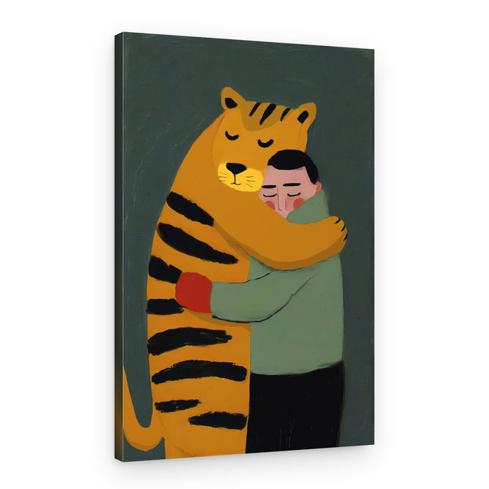 Tiger's Gentle Hug – Canvas Print