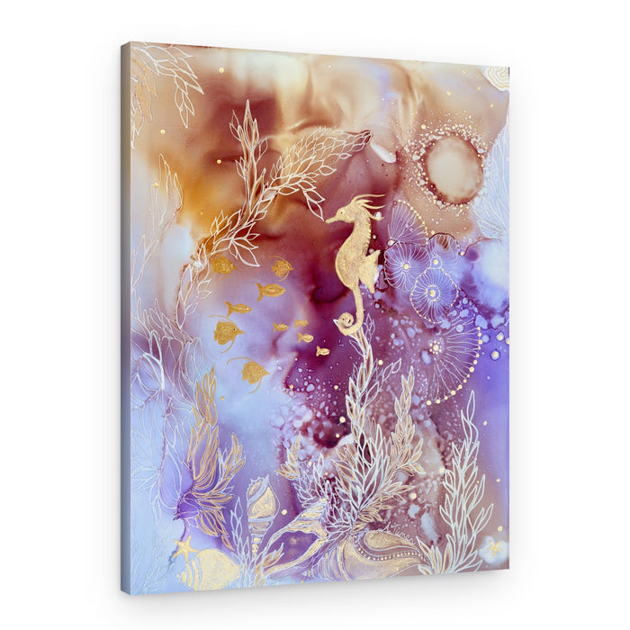 Golden Seahorse Dream – Canvas Print