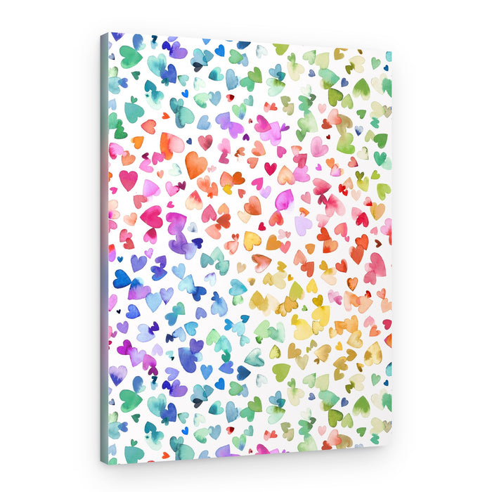 Watercolor Rainbow Hearts – Canvas Print